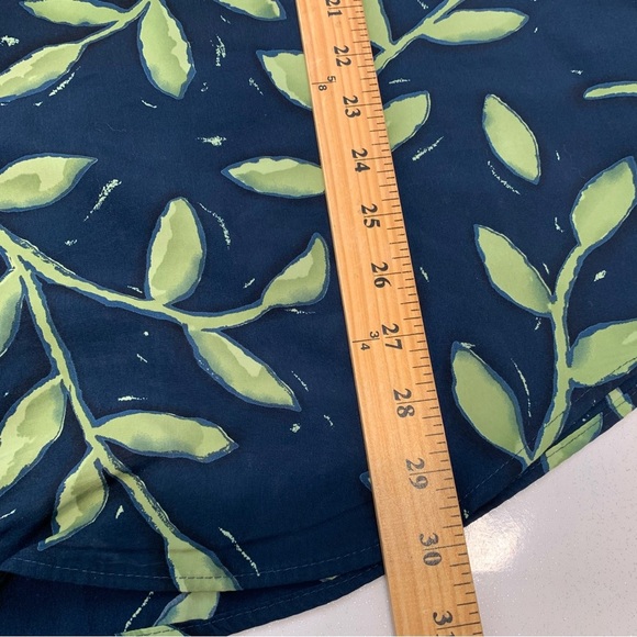 Christie Jill Blouse Woman 2X  Button Up Navy Green Print Short Sleeve Casual - Picture 8 of 8